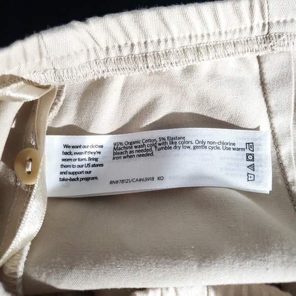 EILEEN FISHER Women Beige Organic Cotton Blend Stretch Cropped Pants 4/M - Picture 9 of 11